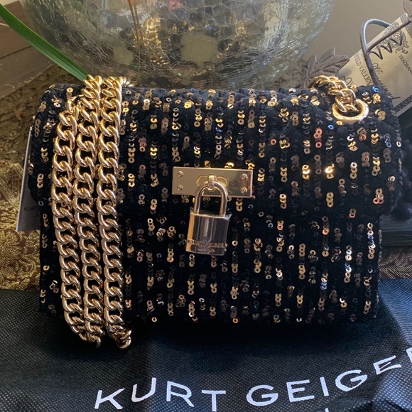 SOLD⛔️Authentic KURT GEIGER LONDON sequins Flap Crosby/shoulder bag - Picture 2 of 16